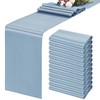 12 Packs Dusty Blue Satin Table Runners 12 x 108 inch Long Smooth Fabric Table Runner for Wedding Banquet Graduations Birthday Party, Table Runners fit Rectange and Round Table