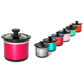 Mini Slow Cooker, 0.65 Qt Capacity small slow cooker, Ceramic Pot, Nutrient Loss Reduction, For Sauces, Stews & Dips, Round (ROSE RED)