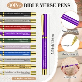 Spakon Christian Gifts Bulk for Church Bible Verse Ballpoint Pens with Religious Leather Pen Holder Sleeve for Women Men Sunday School Pastors Appreciation Gifts(Multicolor,30 Sets)