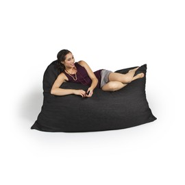 Jaxx 5.5 ft Pillow Saxx Bean Bag Chair & Floor Pillow, Black Denim