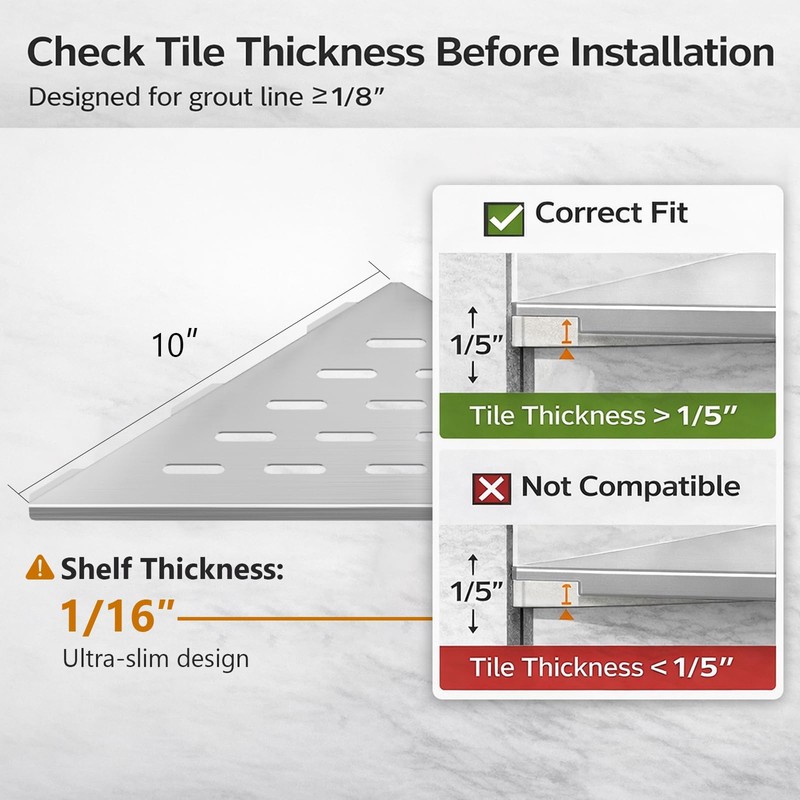 lives Shower Corner Shelf 10" Slot Design Bathroom Shelves for