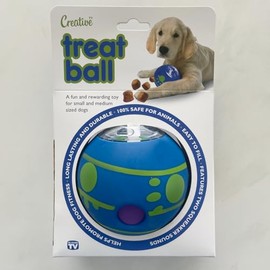 Creative Treat Ball Interactive Dog Toy, Durable Squeaker Ball for Small and Medium Dogs, Blue