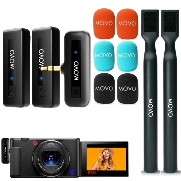 Movo Wireless-Mini-DUO+WMX-HMx2 Microphone System with 1-Year Warranty