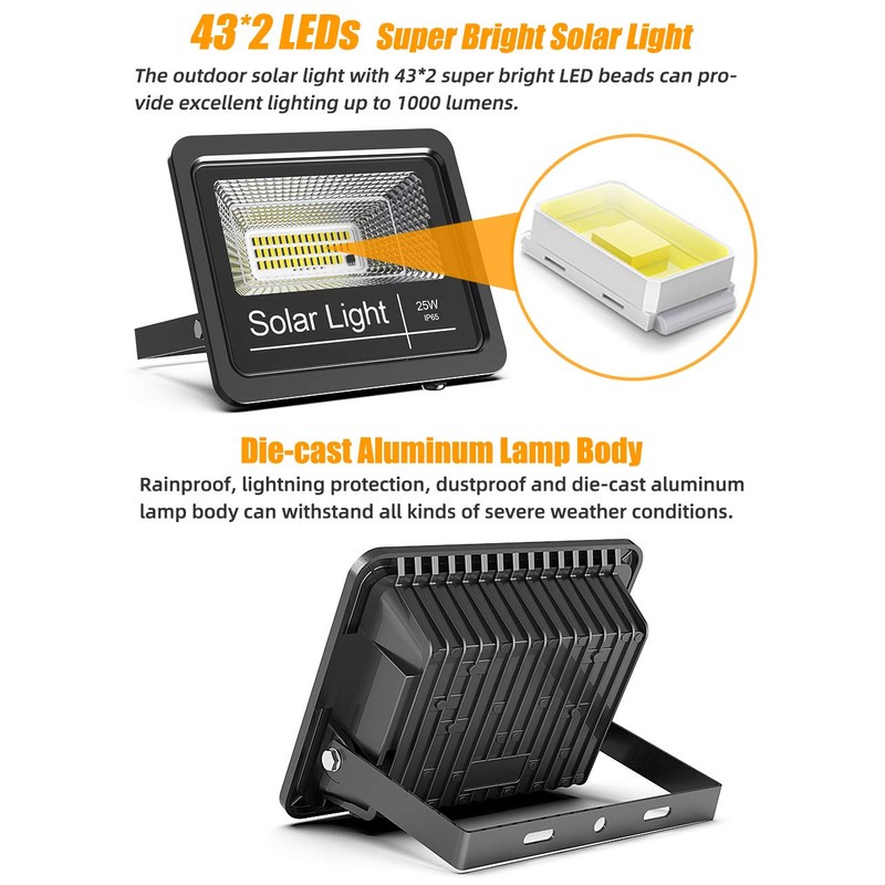 kakalights Solar Flood Light Outdoor 1000LM Dual 6000K Bright White