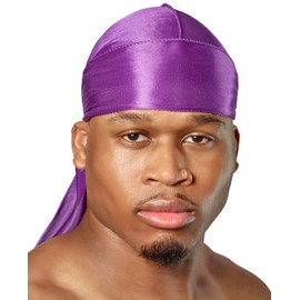 SHYNE Silky Durag - Purple | Perfect for Waves, Braids & Locs | Premium Silk Du Rags for Men & Women | Wide & Long Tail | Ultra-Soft & Wrinkle Free Satin | Black Owned Business
