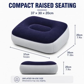 Soyinht 1PC Inflatable Seat Cushion, 37 x 30 x 20cm, Navy Blue & Grey