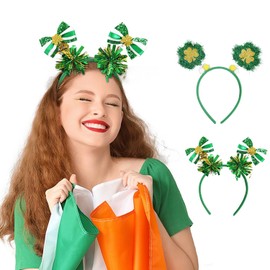 RHYOCIYE 2 Pcs St. Patrick's Day headbands, Clover Shamrock Headbands, Irish Hair Accessories Decorations (St. Patrick's Day)