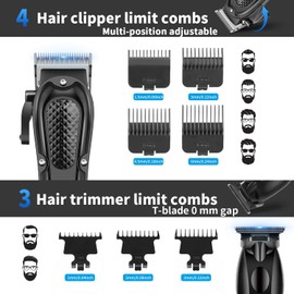 HIENA PRO Hair Clippers for Men Professional, Cordless Barber Clipper & T-Blade Beard/Hair Trimmer Set, Electric Razor Foil Shaver Nose Trimmer Barber Kit, Men's Hair Cutting Kit (212 Set)
