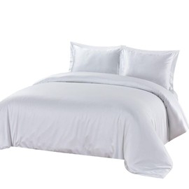 Royal Tradition Viscose from Bamboo-Cotton Blend 3pc Duvet Cover Set (King/California King, Solid White) Soft and Breathable Comforter Cover with Shams