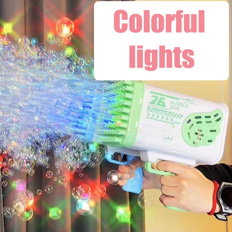 Bubble Blower 76 Holes Large Electric Bubble Shooting Toy with