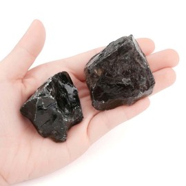 QINJIEJIE 2PCS Raw Crystal Healing Crystals Rough Stones Rocks Protection Energy Reiki Tumbling Divination Meditation Large Crystal 1.8"-2.2" Smoky Quartz