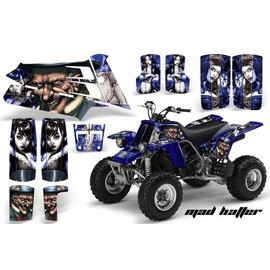 AMR Racing ATV Graphics kit Sticker Decal Compatible with Yamaha Banshee 350 1987-2005 - Mad Hatter Silver Blue