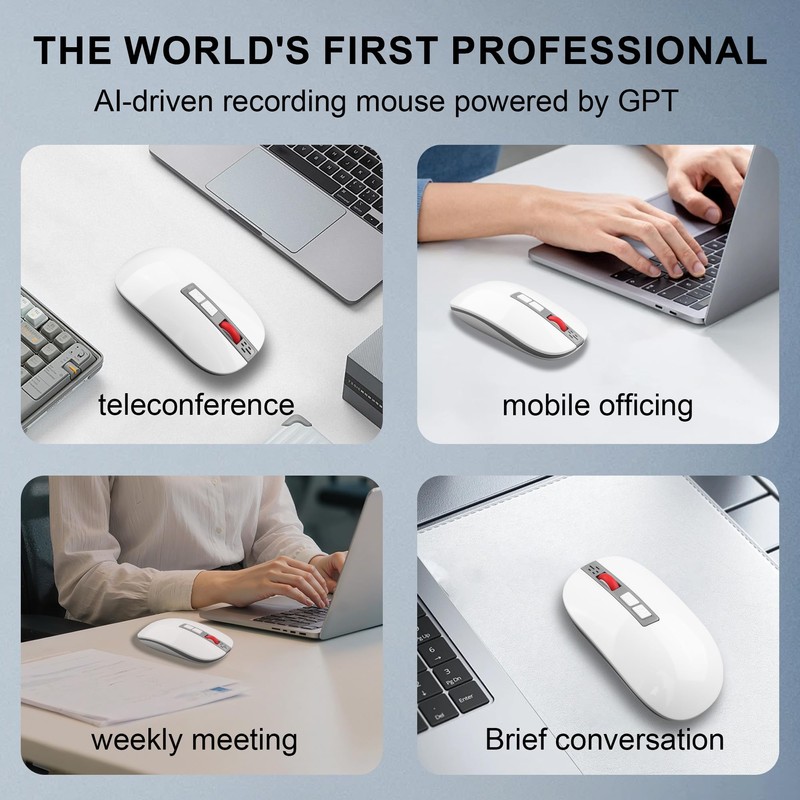 ELFJMZP AI Smart Voice Mouse, 2-Mode Bluetooth and 2.4G Wireless