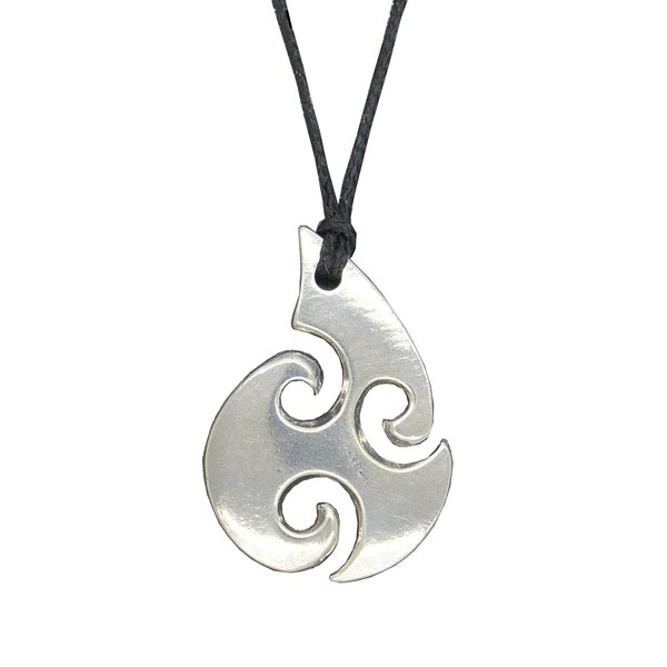 Handmade New Zealand Maori Doban Koru Axe Pewter Surfer Pendant
