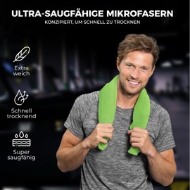 ZENACROSS Microfibre Towel with Transport Bag - Quick-Drying and Versatile Fitness Towel - Sports Towel Sizes M - Green - 50 x 100 cm