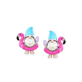 Ross-Simons 8-8.5mm Cultured Pearl and Enamel Gnome Earrings