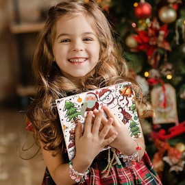 Christmas Advent Calendar Bracelets 2024 for Girls 24 Days Xmas Countdown Calendar DIY Jewelry Making Kit 22 Charm Beads 2 Bracelets for Girls Teens Women (White)