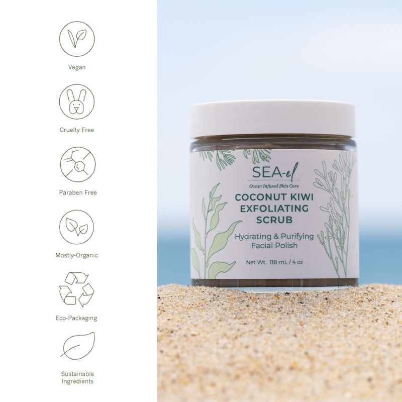 Sea El Coconut Kiwi Exfoliating Face Scrub Hydrating Calming &