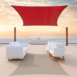 ColourTree 10' x 13' Red Rectangle Sun Shade Sail CTAPS10 Canopy Fabric Cloth Screen, Water Permeable & UV Block UPF50, Heavy Duty, Carport Patio Outdoor - (We Customize Size)