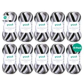 Gründl Wolle Lisa Premium color - Garn zum Stricken mit Farbverlauf - Strickgarn - Häkelgarn - Weich und hautfreundlich - 100% Polyacryl 10 Knäuel 50 g / 133 m -Nadelstärke 3,5-4,5 - antrazit-grau