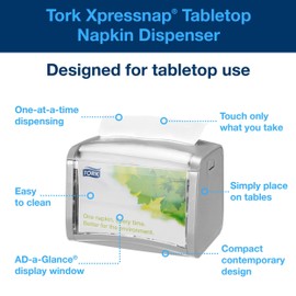 Tork Xpressnap Tabletop Napkin Dispenser Suitable For N4 Interfold Napkin Refills - Signature Design, Light Grey