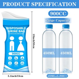Emergency Portable Pee Bags and Vomit Bags, Unisex Disposable Urine Bag for Camping, Traffic Jams, Pregnant, Patient- 900ML - 8 PCS