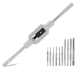 J U H U T O N G Machine Hand Tap Set 10pcs Micro Taps Bit Small Hand Screw Thread Taps M1-M3.5 HSS Mini Metric Plug Tap Adjustable Tap Reamer Wrench Die Tap Wrench