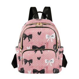 ALAZA Gift Pink Bow Pattern Mini Backpack Purse for Women Travel Bag Lightweight Shoulder Bag Fashion Daypack