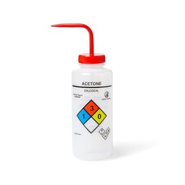 United Scientific™ UniSafe™ Acetone Vented Wash Bottle, 1000 mL, Designed for use in the Laboratory, Classroom, or Home, Pack of 4, LDPE