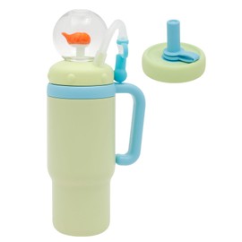 710ml Whale Fountain Style Insulated Water Bottle Dishwasher Safe Leakproof Whale Squirt Style Vacuum Tumbler Insulated Sport Bottle for Kids Teens Adults(Green)