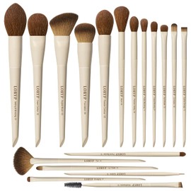 LORYP Makeup Brushes Set Labeled 18 Piece Face and Eye Brush Set Ultra soft hair Foundation, Concealer, Blush, Contour, Blending, Eyeshadow Khaki Brush kit
