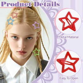 Star Hair Clips Set 50 Pieces Colorful Metal Non-slip Snap Star Hair Accessories Aesthetic Stunning Hair Accessories with Square Box for Women of Any Age (5 Colors)