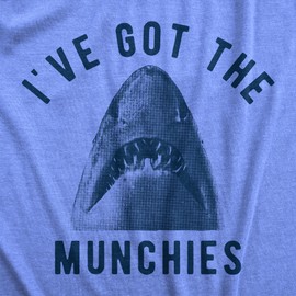 Ive Got The Munchies Shark T Shirt for Women – Funny Ocean Predator Graphic Tee – Soft Cotton Blend Comfort – Novelty Summer Beach Shirt for Shark Lovers and Food Pun Fans - Blue 3XL