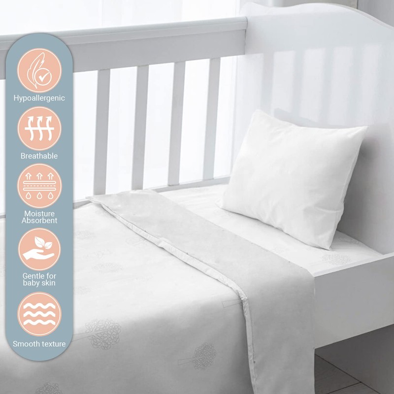 Toddler Crib Pillow Cases 33x46cm White, 2pc 400 Thread Count