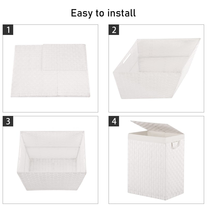 YOUDENOVA Handwoven Laundry Basket Hamper with Removable Bag and Lid,