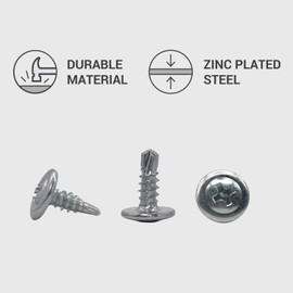 (Pack of 50) Zinc Plated Steel 4.2 x 13mm Screws, Phillips Modified Truss Head, Self Drilling Tapping Screw Self Tapping (50, 4.2 x 13mm)