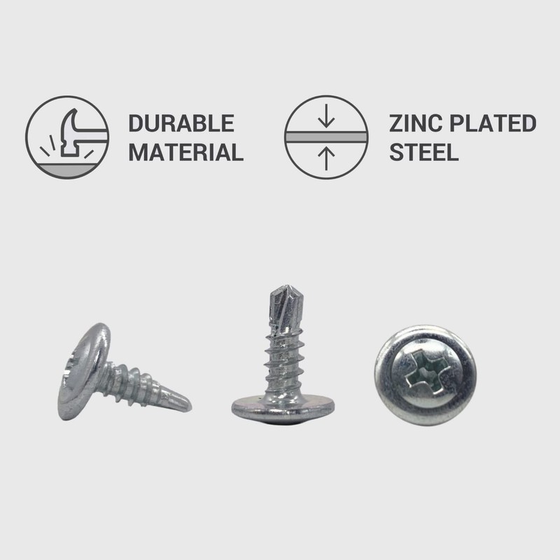 (Pack of 50) Zinc Plated Steel 4.2 x 13mm Screws,