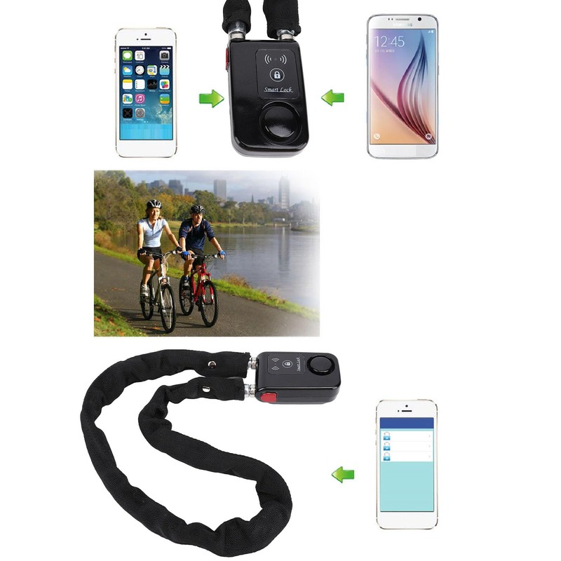 Bluetooth Chain Lock, APP Control Bike Lock with Vibration Alarm
