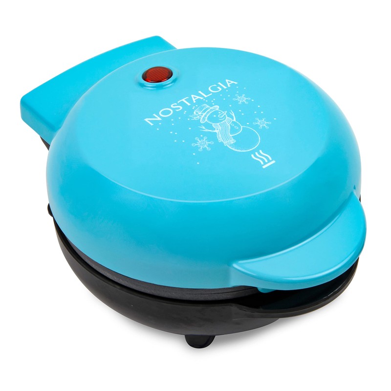 Nostalgia MyMini Personal Electric Snowman Waffle Maker, 5-Inch Cooking Surface,