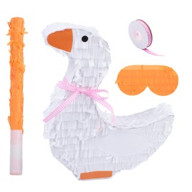 One Silly Goose Pinata with Stick and Blindfold for 1st Birthday Decorations Baby Shower Carnival Party Supplies One Silly Goose Party Games