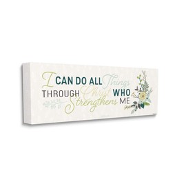 Stupell Industries He Strengthens Me Faith Based Inspirational Quote Canvas Gigi Louise Wall Art, 20 x 48