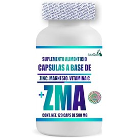 IsaaQuim ZMA | Zinc, Citrato de Magnesio y Vitamina C | 40 Porciones de 3 Cápsulas | 120 Cápsulas de 500 mg | 6 mg de Zinc, 248 mg de Magnesio y 30 mg