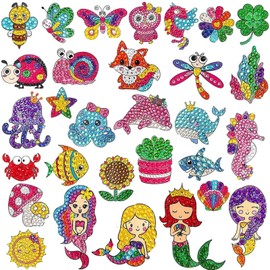 Kit de Pintura de Diamantes para Niños, Juego de Cuentas para Artesanías, Llaveros de Pintura de Diamantes con Herramientas de Pintura, Diy Manualidad Hecho para Niños y Adultos, La Serie Sirena