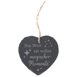 Spruchreif Small Slate Heart with Engraving | Slate Heart with Saying | Slate Board in Heart Shape with Cord for Hanging | Wall Decoration with Sayings | Slate Door Sign | Decorative Heart