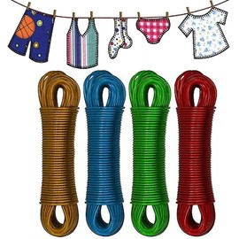 20m Clothes Rope Washing Line - Washing Line Rope - Thick Strong Rope Clothesline - Plastic Pvc Cover Garden Outdoor Cloth Drying Rope - Assorted Colors Laundry Clothes Lines (1 x Clothe Line)