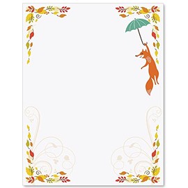 Paperdirect Fall Fox Thanksgiving Autumn Theme Paper Stationery, Border Paper, Letterhead 8.5 x 11, 25 sheets, Elegant Premium Writing Paper, Decorative Printer Paper