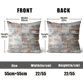 XPHZZL Pack of 2 Gray/Rust Cushion Covers 55cm x 55cm Decorative Square Throw Pillow Covers Home Abstract Style Decor Pillow Cases for Sofa Bedroom Dining Room and Farmhouse 22x22 Inch