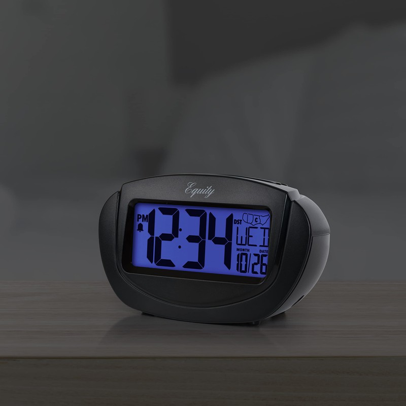 Equity by La Crosse 31022 Insta-Set LCD Alarm Clock, Black
