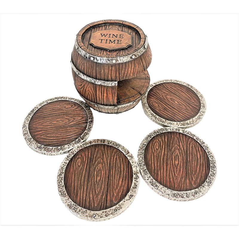 Rustic Western Style Decorative Barrel Coaster Set - Barrel Coaster