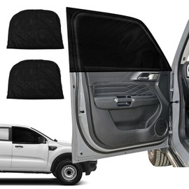 Pack of 2 Car Window Sun Shade for Ford Ranger Toyota Hilux Amarok, Pickup Truck Mesh Window Cover for Side Window Screen, Stretchy, Breathable